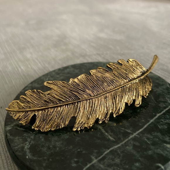 Feather gold hair pin - Picture 1 of 4